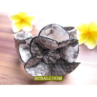 Genuine Leather Snake Bracelets Flower 